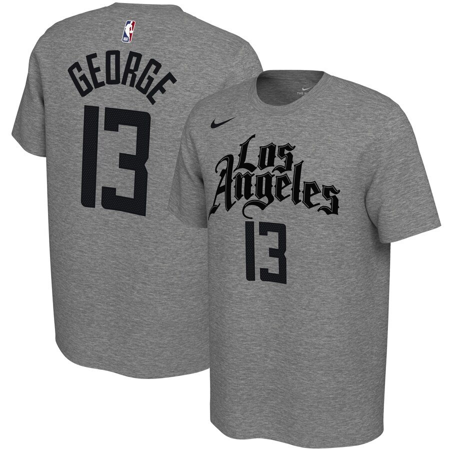 Men 2020 NBA Nike Paul George LA Clippers Gray 201920 City Edition Variant Name  Number TShirt.->nba t-shirts->Sports Accessory